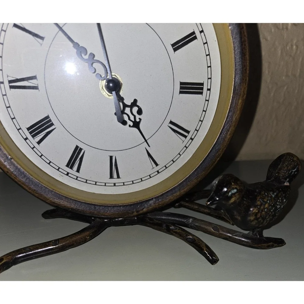 Nature Theme Clock With Bird, For Wall, Desk Or Mantel Quartz